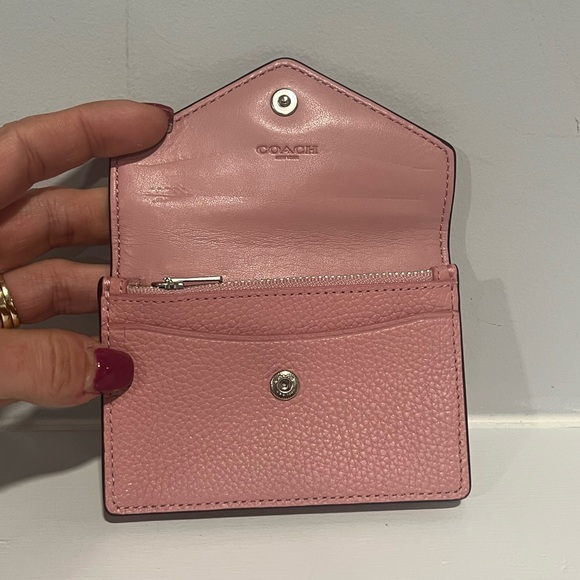 Coach Pink Leather Envelope Card Case | Elegant & Compact - Picture 6 of 13